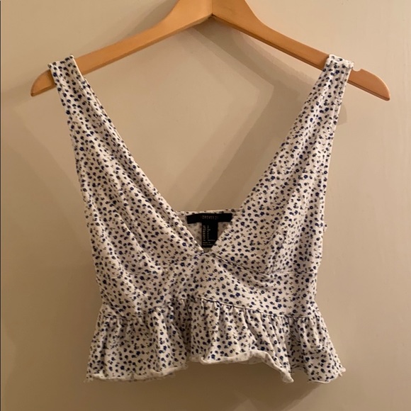 Floral crop top tank with deep v neckline - Picture 1 of 1